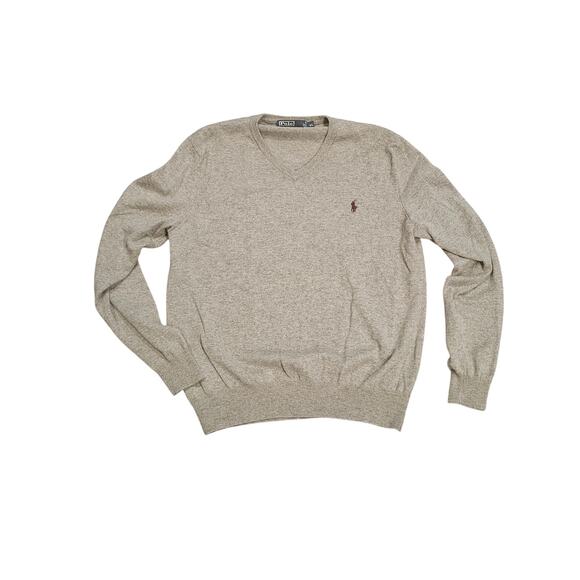 Polo Ralph Lauren V neck merion wool sweater mens XL gray preppy - Picture 1 of 7